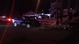 Two car crash and a house in Selden ny