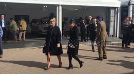 Pregnant Zara Tindall arrives at Cheltenham festival on Day Four
