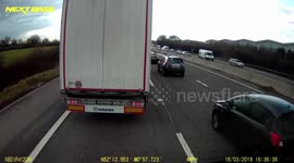 Aftermath of a multi vehicle crash on the M1