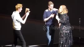 Adele - FUNNY - Live in Glasgow - 2 guys on stage with a tattoo of Adele , March 25, 2016