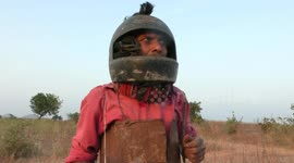 Scared Indian villager builds body armour against tiger attack