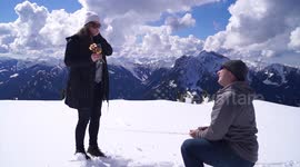 Man wows fiancee with surprise proposal on Canadian mountain top