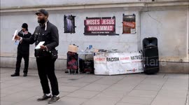 Marble Arch dominated by amplified Islamic preaching