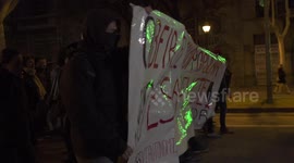 Pro Catalonia Independence clash with police in Barcelona 23 March 2018.