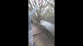 A man who's laughing after his little victory