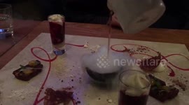 HE purs water into a bowl and this happens