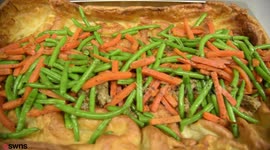 Petite blonde polished-off a giant Easter Sunday roast, big enough to feed a family-of-FOUR, all wrapped inside a 20-inch YORKSHIRE PUDDING