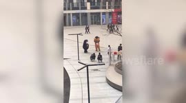 Funny moment Rilakkuma the bear loses his head at photo shoot