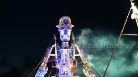 Mechanical puppet 3 times size of double-decker bus unveiled in Cornwall