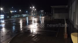 Rain in a supermarket car park on easter weekend 0230am