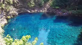 The famous Tamolitch Blue Pool McKenzie River Oregon (Real Footage!)
