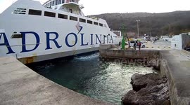 White ship and girl with bucket