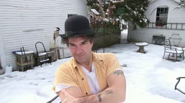 Cheep trick! Man turns himself into human bird table