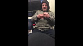 Drunk man smoking in london underground