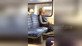 Newsflare Edit - Drunk person singing on train