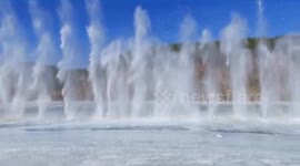 Dramatic video shows explosion of river ice to prevent flooding