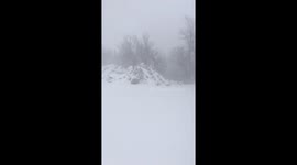 Snow pile in a South Dakota blizzard
