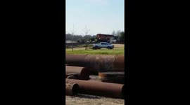 Train’s head-on collision with tractor caught on video