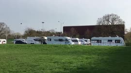 Large Group of Travellers Set Up Campsite in Rochford, Essex With Over 20 Caravans