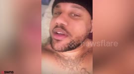 A man who stabbed a young father to death has filmed himself using cartoon filters and listening to explicit rap lyrics from prison.