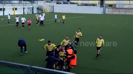 Impartial? Hardly! Clumsy linesman slips up while celebrating goal