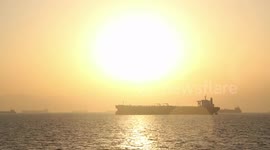 Oil Tankers Line the Strait Of Hormuz