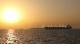 Oil Tankers Line The Strait Of Hormuz