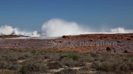 Huge King Waves smash onto the shore outside Carnarvon, Western Australia