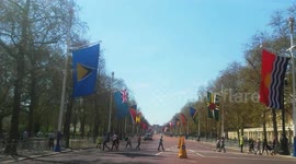 Commonwealth countries' flags spread over The Mall in London 2018