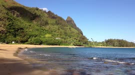 Kayakers take off from Tunnels Beach on Kauai Hawaii