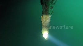 Diving at 30 meters deep over a spooky hydrogen sulfide layer in a blue hole in the Bahamas