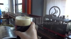 Beer train! Vytopna restaurant in Prague.