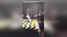 Father practices funny illusion trick with 'assistant' daughter, aged 3