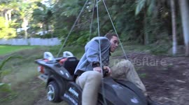 Teenager crashes into tree on crazy swing ride propelled by petrol leaf blowers