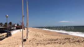 On the beach next to the Atlantic Ocean