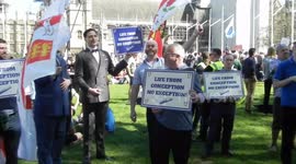 Pro and anti Demonstrators chant and shout at each other in Parlement square london uk by Jim Connor