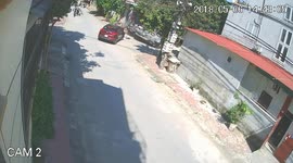 A collision between SUV car and Pickup