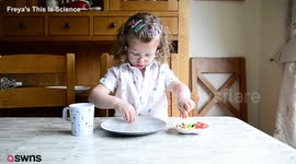 Meet the three-year-old girl who has shunned colouring books and dolls for science experiments she performs on her very own YouTube channel.