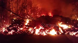 MAY 6: Hawaii resident films close-up of burning lava flow on Leilani Estates
