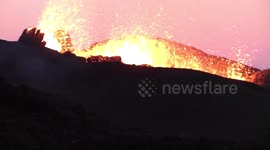 Close to La fournaise erupts in Reunion Island