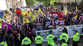 Top shot of protest in London as Turkey's Erdogan visits May