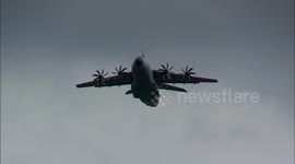 Watch massive RAF Atlas A400M plane soar in sky as part of training exercise