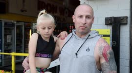 This amazing footage shows a little girl performing astonishing stunts on gym equipment - despite being a double amputee