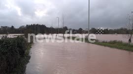 Fun in the Floods near Exeter in Devon, UK