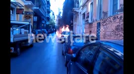 Fire truck torched by anarchists | Athens, Greece