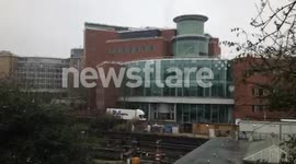 Snowfall at Old BBC Television Centre in White City, London