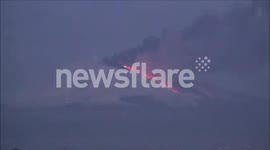 Volcanic eruption on Etna at dawn