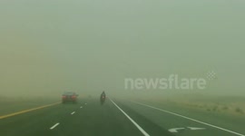 VAN DRIVING THROUGH A HABOOB IN WASHINGTON STATE, USA