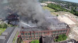 Remington Arms Factory Fire (Bridgeport, CT) 8/19/14 (Aerial Drone Footage)