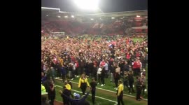 Rotherham United fans invade pitch after semi-final against Scunthorpe United